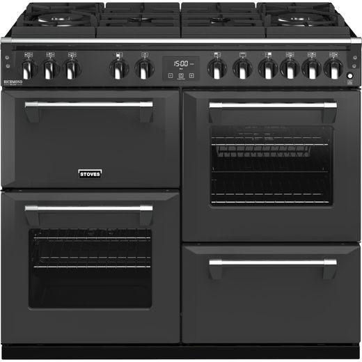 Stoves Colour Boutique Collection Richmond Deluxe S1000DF GTG CB 100cm Dual Fuel Range Cooker - Anthracite - A Rated