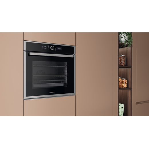 Hotpoint HOI4S8HM0XUK Electric Single Oven Stainless Steel - Oven in kitchen shot 