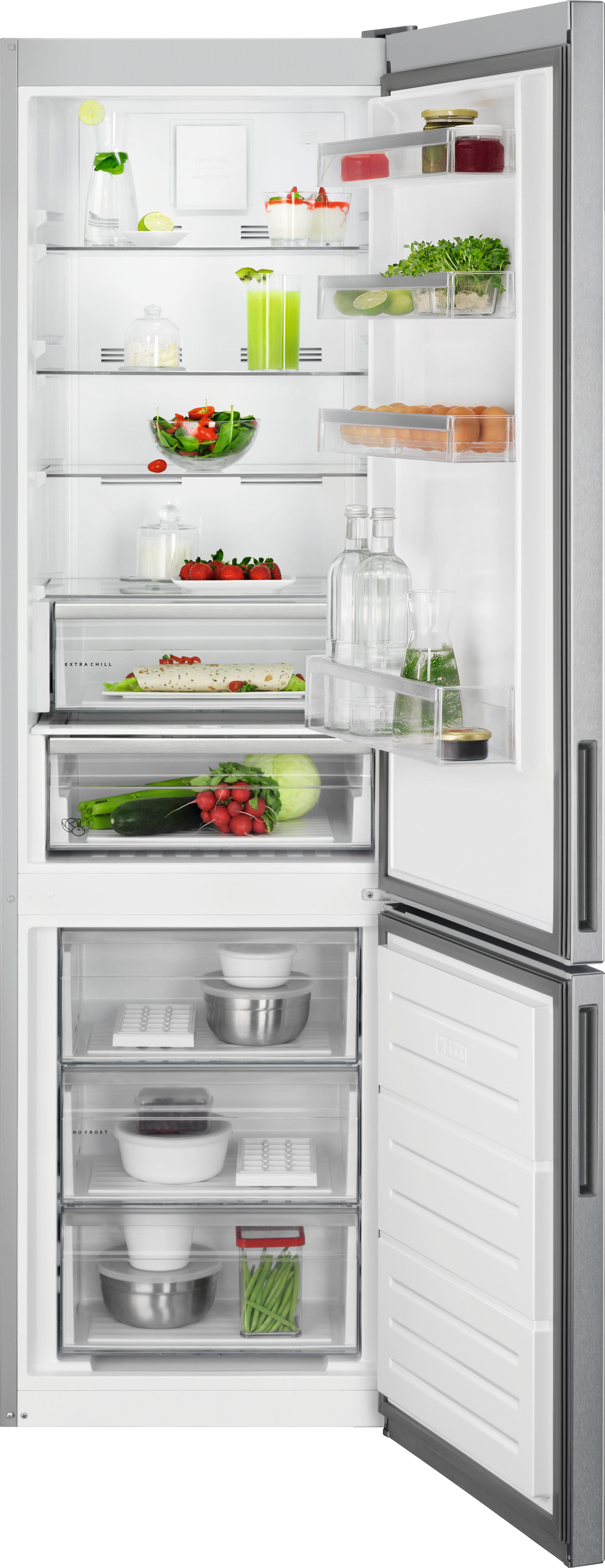 AEG 6000 TwinTech RCB636E2MX 70/30 No Frost Fridge Freezer - Stainless Steel - E Rated, Stainless Steel