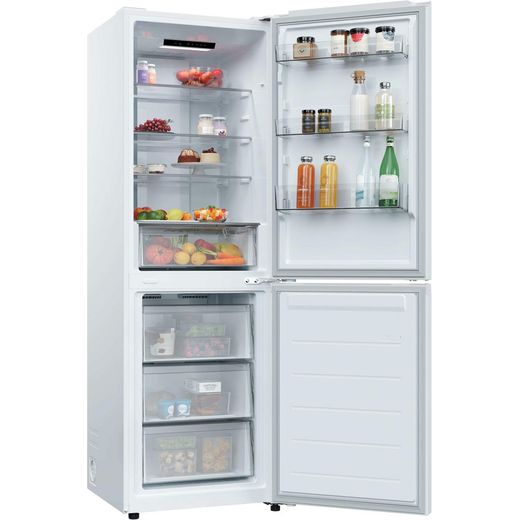 Hoover HONCQ2T6S18DWK 185cm 60/40 Total No Frost Fridge Freezer - White - right perspective with door open and full shot