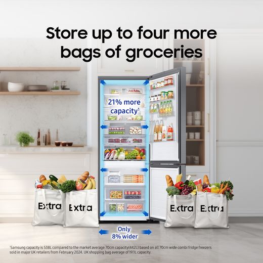 Samsung Total No Frost Fridge Freezer - Silver - Annotation - Groceries