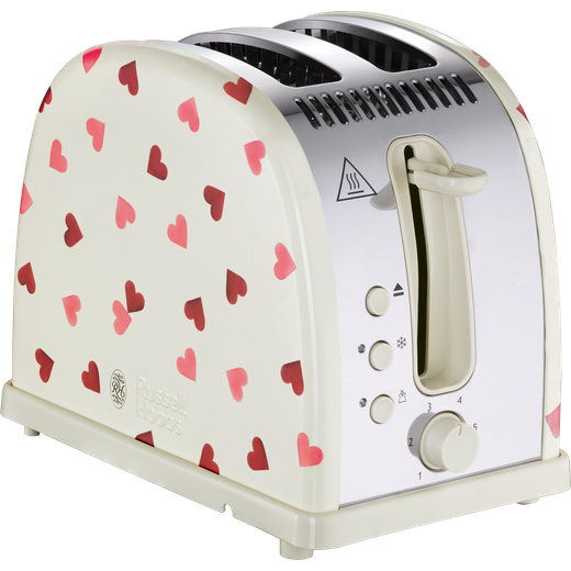 Russell Hobbs Emma Bridgewater Pink Hearts Design 28340 2 Slice Toaster - Cream