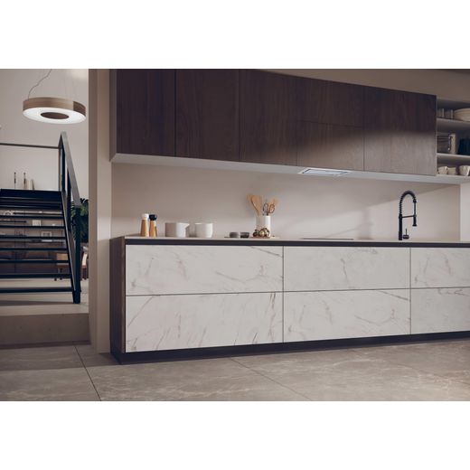 Haier I-Design HAPY72ES6XGG 73cm Canopy Cooker Hood - wide shot of hood in kitchen