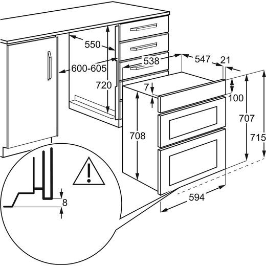 AEG DUB331110M Built Under Double Oven - Stainless Steel
