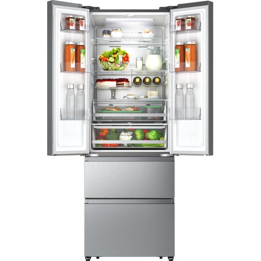 Hisense PureFlat American Fridge Freezer - Stainless Steel - Front with door eopn shot 