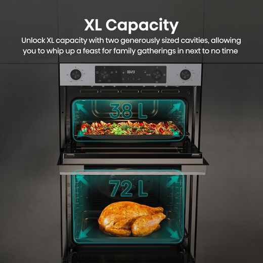 Hisense Hi6 Built In Electric Double Oven - Stainless Steel - Annotation - XL Capacity shot