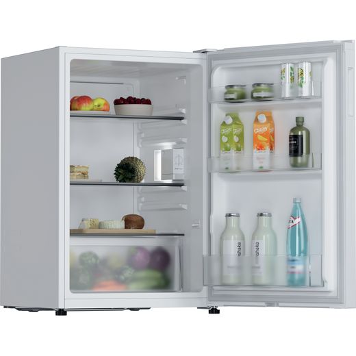 Hoover HONLQ2S58EWK 85cm High Small Fridge - White - Right perpsective with door open shot