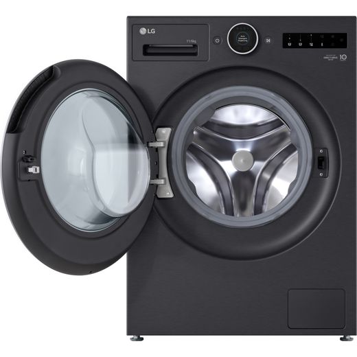 LG Series 10 WHX9516TBC Wifi Connected 11Kg / 6Kg Washer Dryer with 1400 rpm - Black - Door open