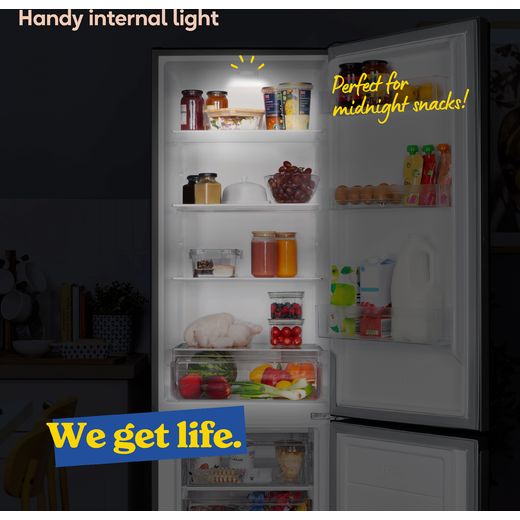 Russell Hobbs RH180FF552E1SS 180cm 70/30 Fridge Freezer - Stainless Steel - Annotation - internal light shot