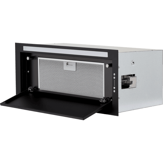Elica 72 cm Integrated Cooker Hood - Black / Stainless Steel - Left perspective with panel open shot