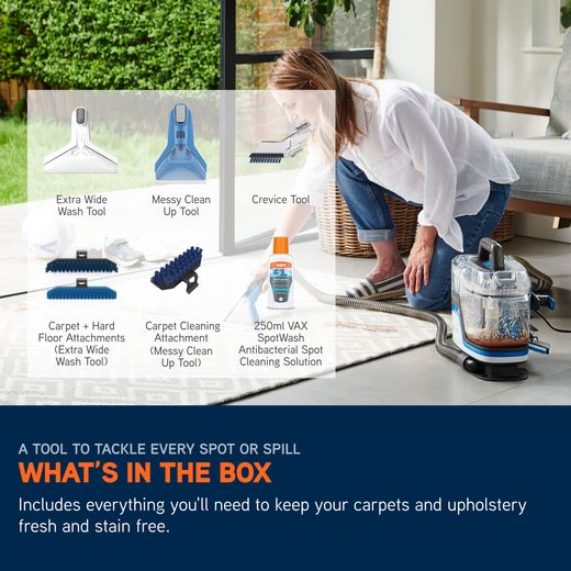 Vax SpotWash Home Duo CDSW-MPXP Carpet Cleaner - Annotation - Whats in the box shot
