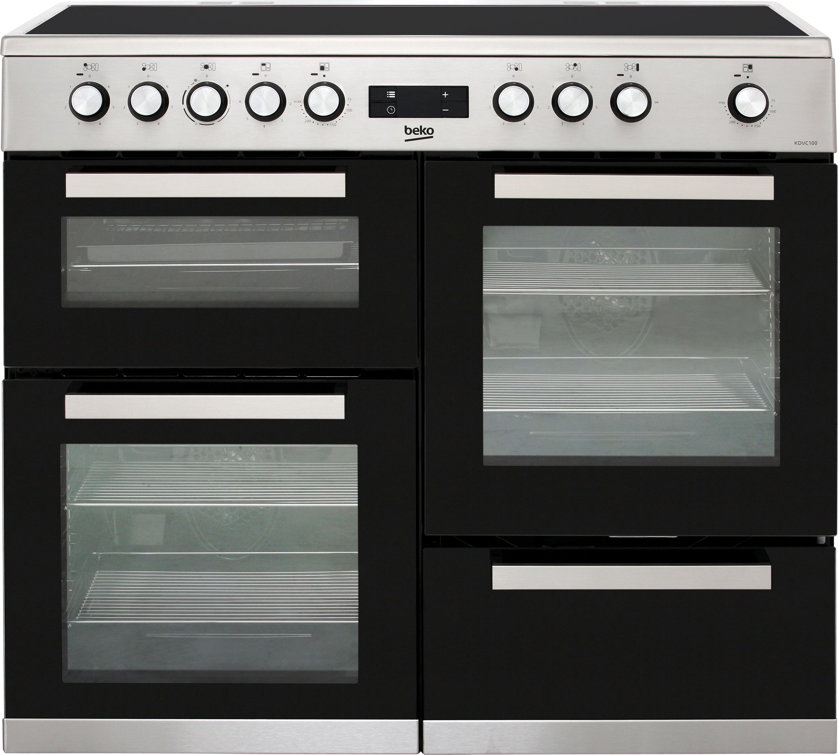 Beko KDVC100X 100cm Electric Range Cooker with Ceramic Hob - Stainless Steel - A/A Rated, Stainless Steel