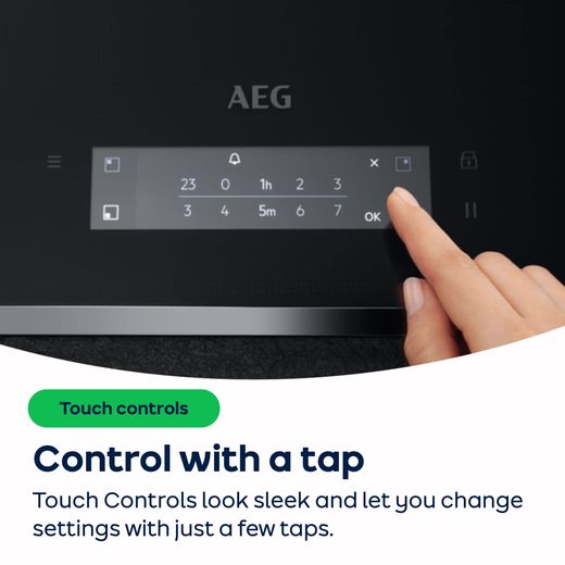 AEG 5000 Series TN64IA04FB 60cm Induction Hob - Black - AO Annotation - Touch-control