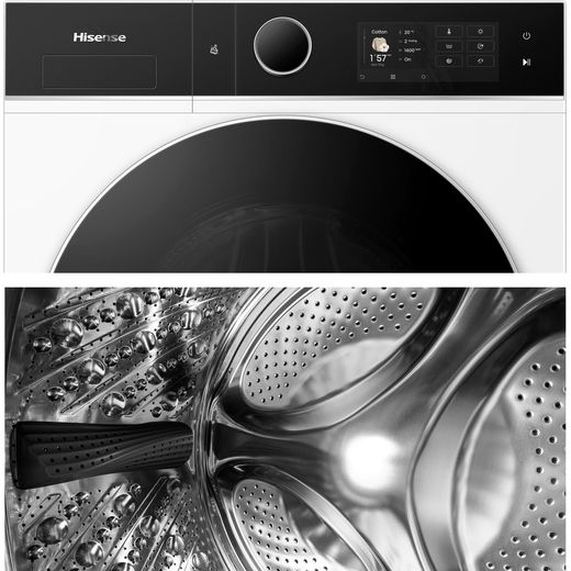 Hisense KitchenFit 5i Series WD5I1245BWRH Wifi Connected / 8Kg Washer Dryer with 1400 rpm - White - close up detail shot 