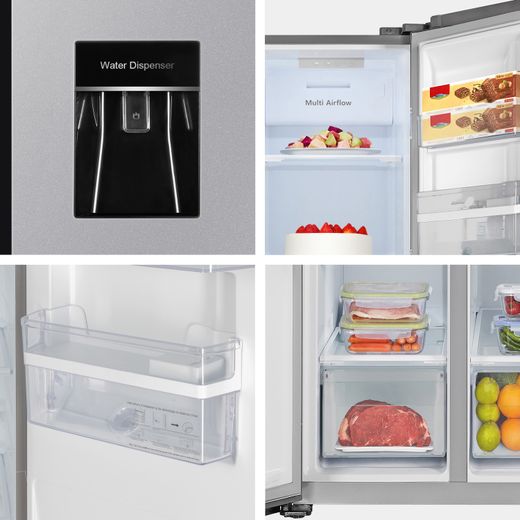 Fridgemaster American Fridge Freezer - Silver - Multiple shots