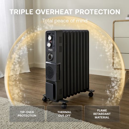 Dimplex Oil Free Radiator 2400W - Anthracite - Annotation - Triple overheat protect shot