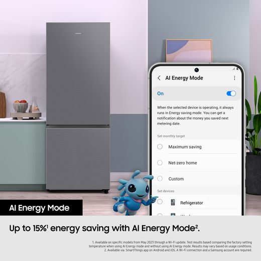 Samsung Total No Frost Fridge Freezer - Silver - Annotation - AI energy mode