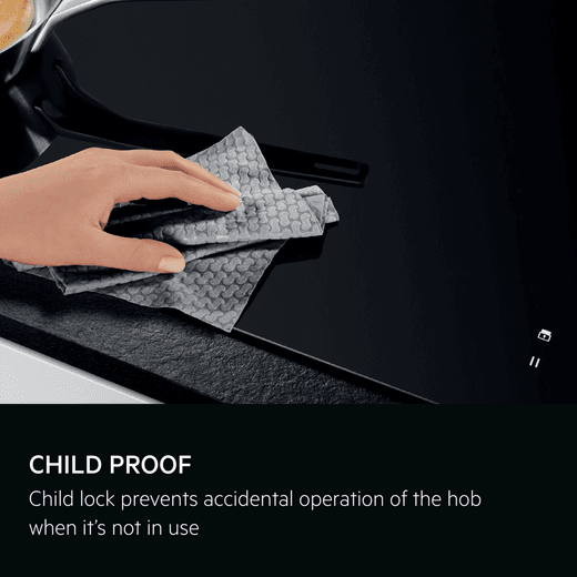 AEG 5000 Series TN64IA04FB 60cm Induction Hob - Black - Annotation - Child lock