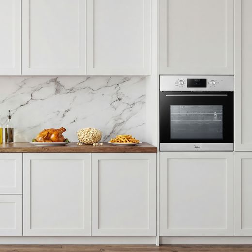 Midea Xpress Fry MBO65M90D2-SS Built In Electric Single Oven - Stainless Steel - oven in kitchen shot