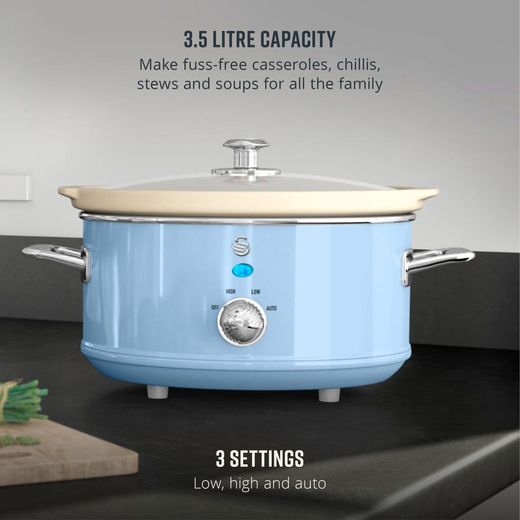 Swan Retro SF17021BLN 3.5 Litre Slow Cooker - Blue - Annotation - Capacity shot