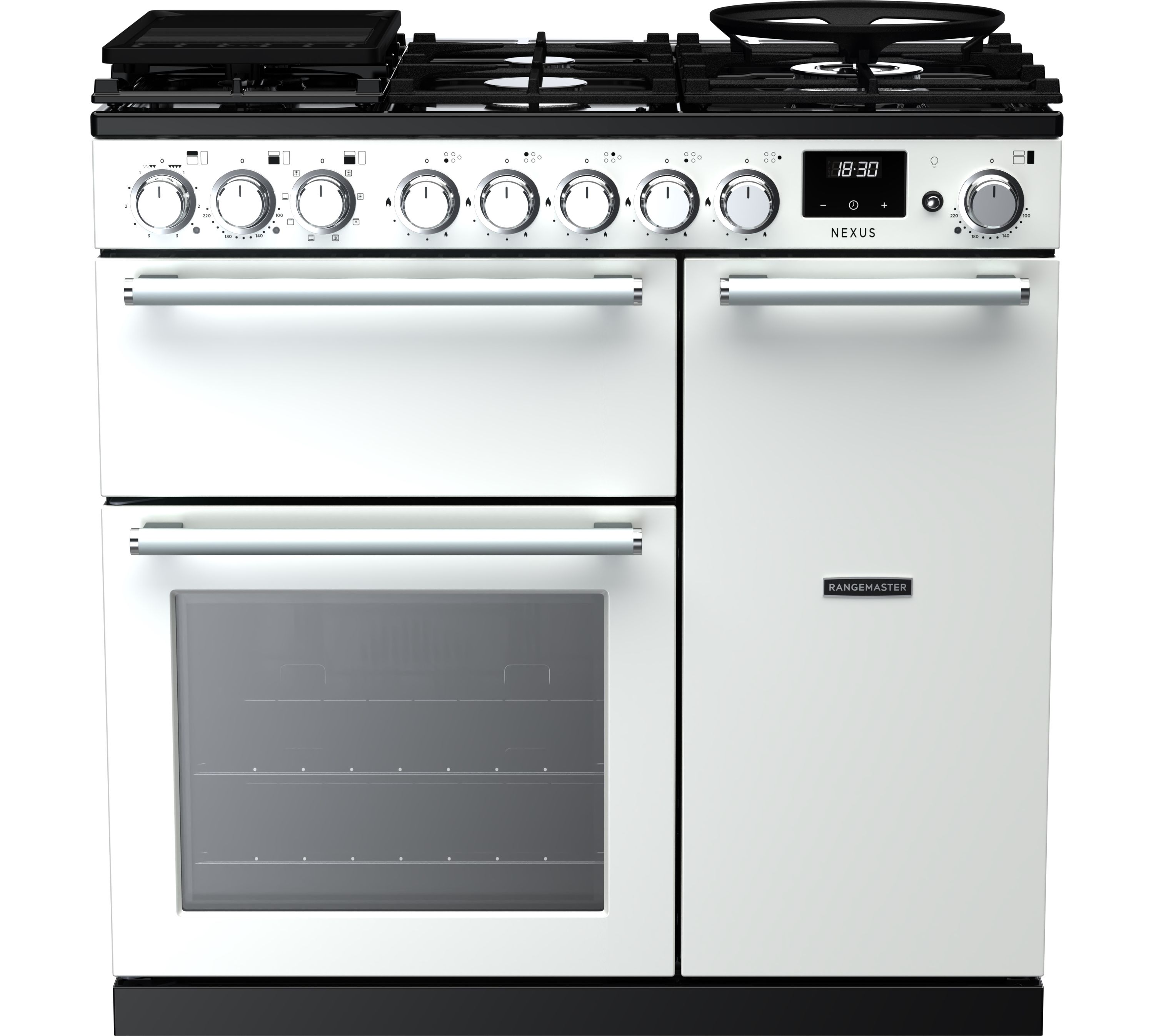 Rangemaster Nexus 90cm Dual Fuel Gas Hob Range Cooker - White - 5 Zone