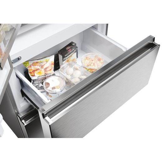 Haier American Fridge Freezer - Platinum Inox - Freezer drawer open