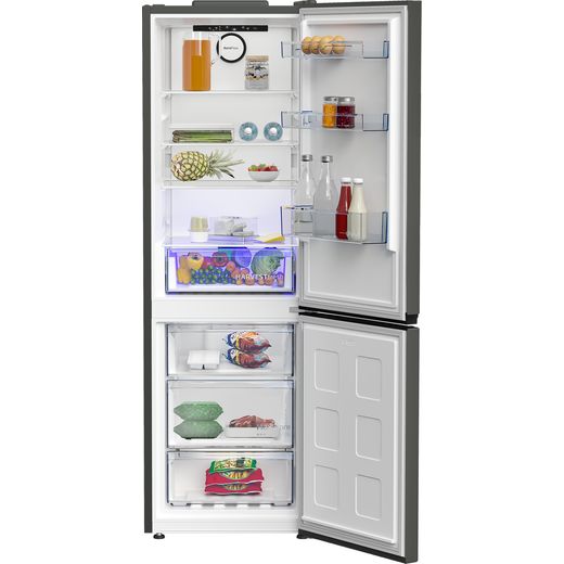 Beko HarvestFresh™ Fridge Freezer - Graphite - Front with door open shot