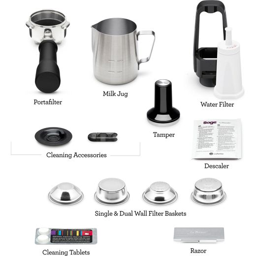Sage The Bambino Plus Espresso Coffee Machine - Brushed Stainless Steel - Annotation - Attachments shot