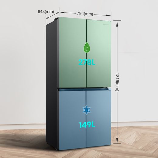 Fridgemaster American Cross Door American Fridge Freezer - Silver - Dimensions