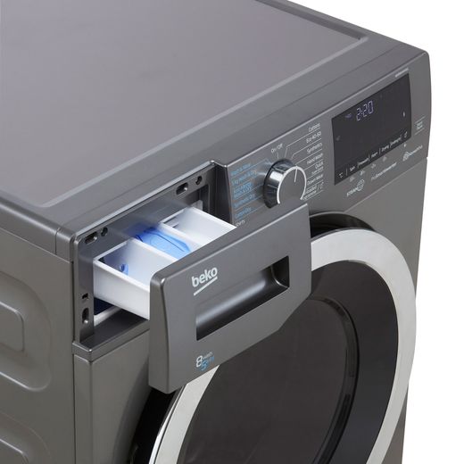 Beko SteamCure RecycledTub® 8Kg / 5Kg Washer Dryer - Graphite - Detergent drawer oepn
