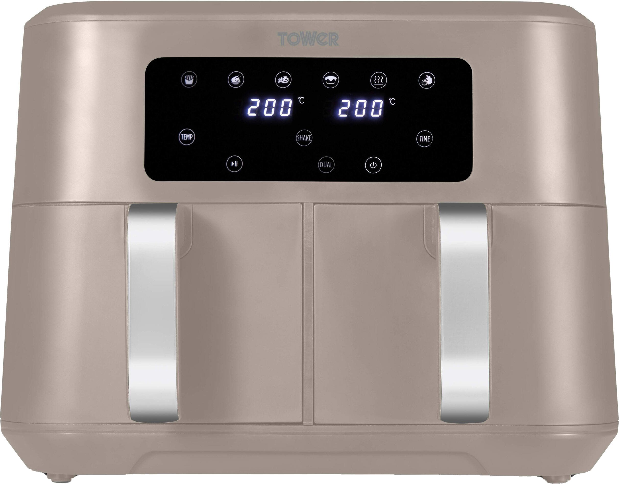 Tower T17137MSH Dual Drawer Air Fryer - Taupe, Brown