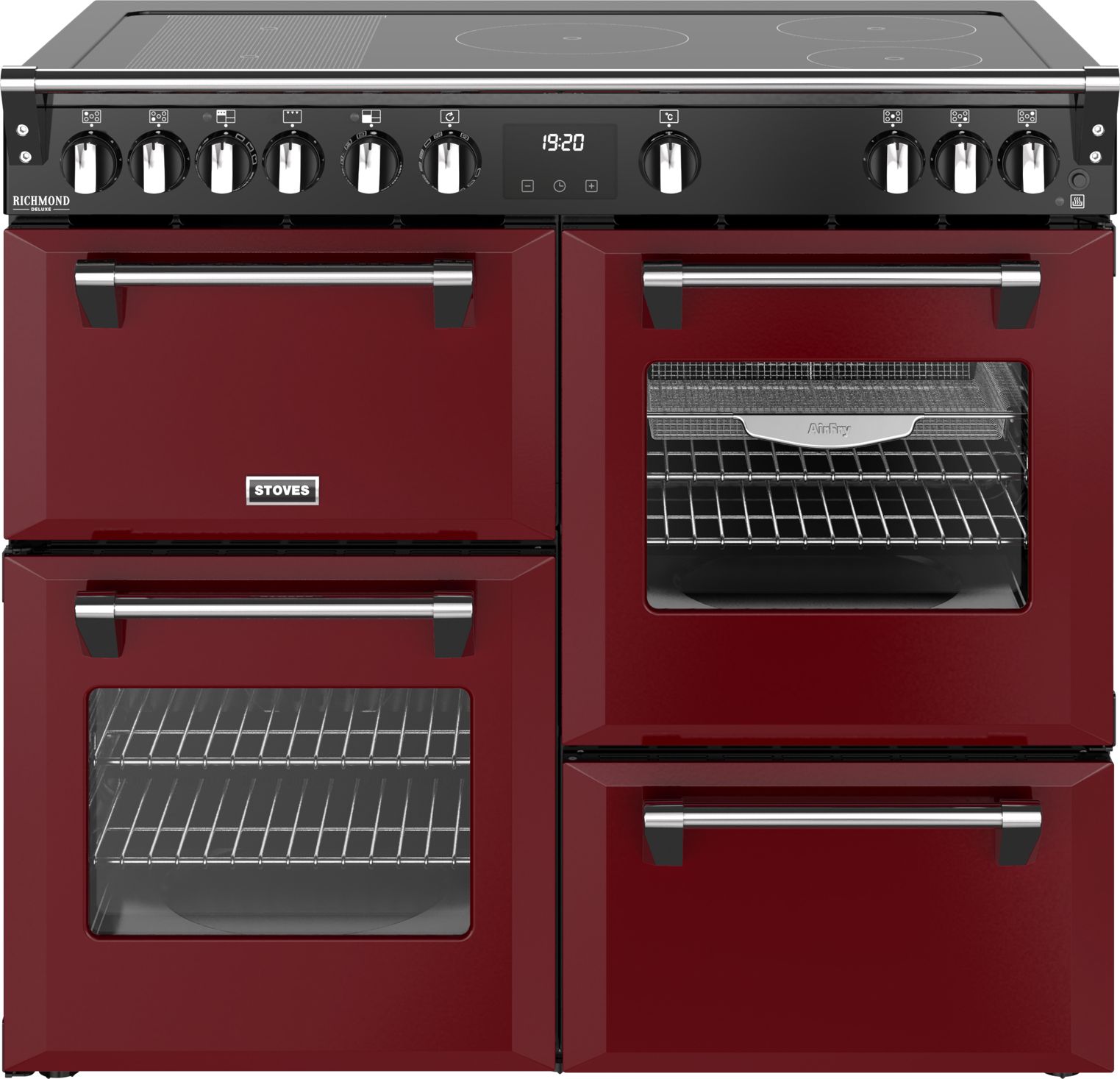 Stoves 100cm Red Electric Range Cooker - Induction Hob - 4 Ovens - Garnet Red