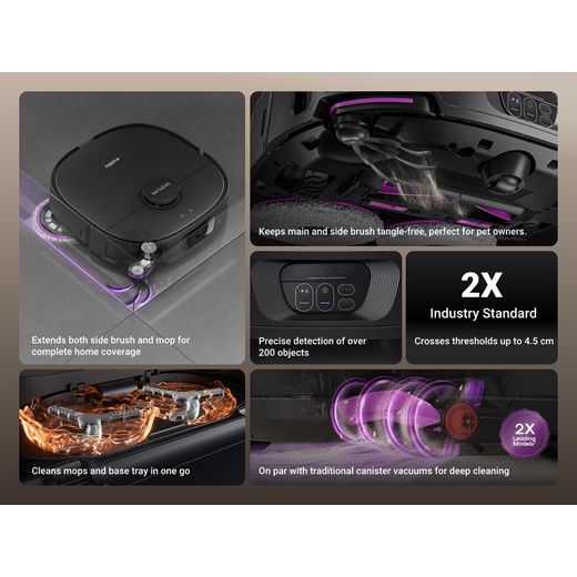 Eureka J15 Max Robotic Vacuum Cleaner - Black - Annotation - feature shot
