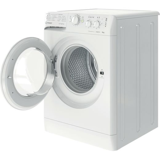 Indesit My Time MTWC 91495 W UK N 9kg Washing Machine with 1400 rpm - White - Left perspectives with door open shot
