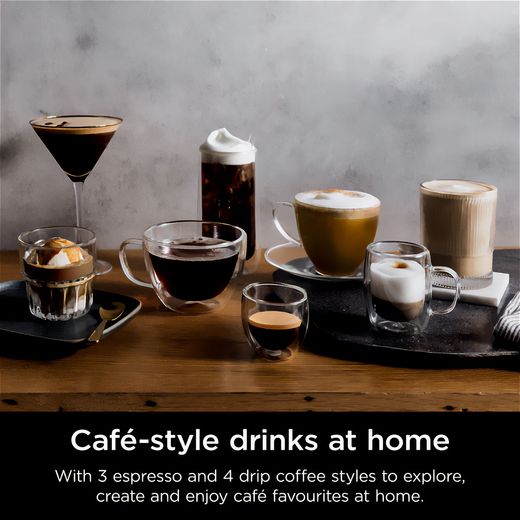 Ninja Luxe Café Premier Espresso Coffee Machine - Midnight Black - Annotation - Cafe style shot