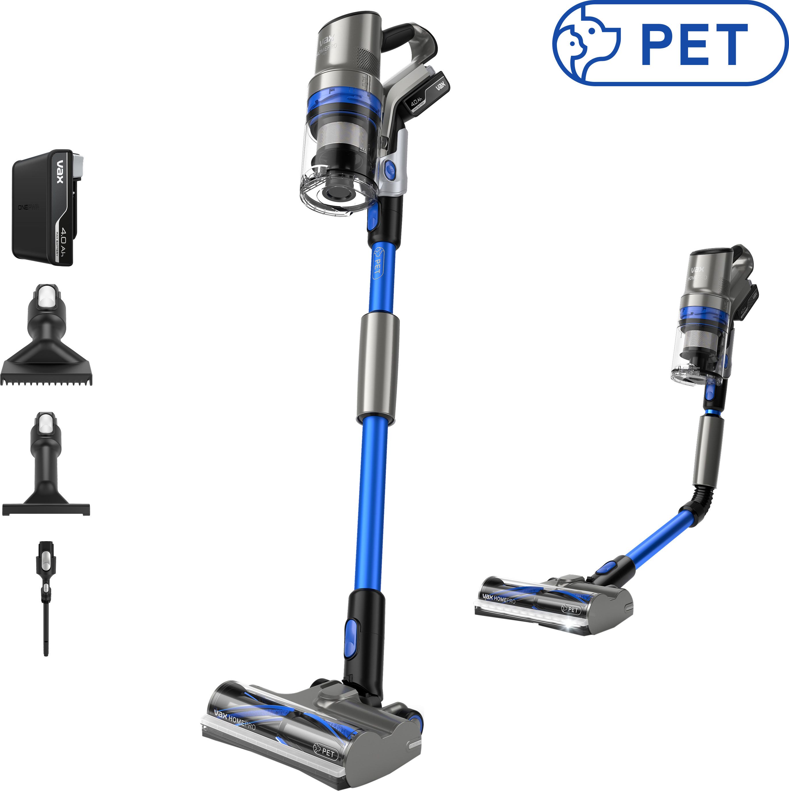 Vax HomePro Pet Cordless Vacuum Cleaner with up to 45 Minutes Run Time - Graphite / Blue - CLSV-HPKP, Graphite