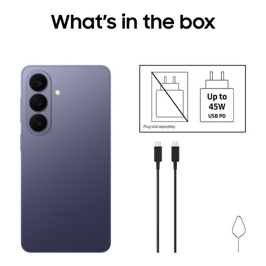 Samsung Galaxy S26 256GB Smartphone in Cobalt Violet - Annotation - Whats in the box shot