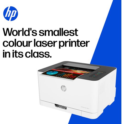 HP LaserJet 150nw Laser Printer - White - Annotation - Smallest printer shot