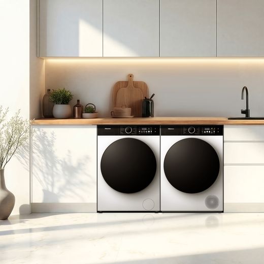 Hisense KitchenFit 3i Series WF3I9043BWFS2 9kg WiFi Connected Washing Machine with 1400 rpm - White - machine in kitchen shot 