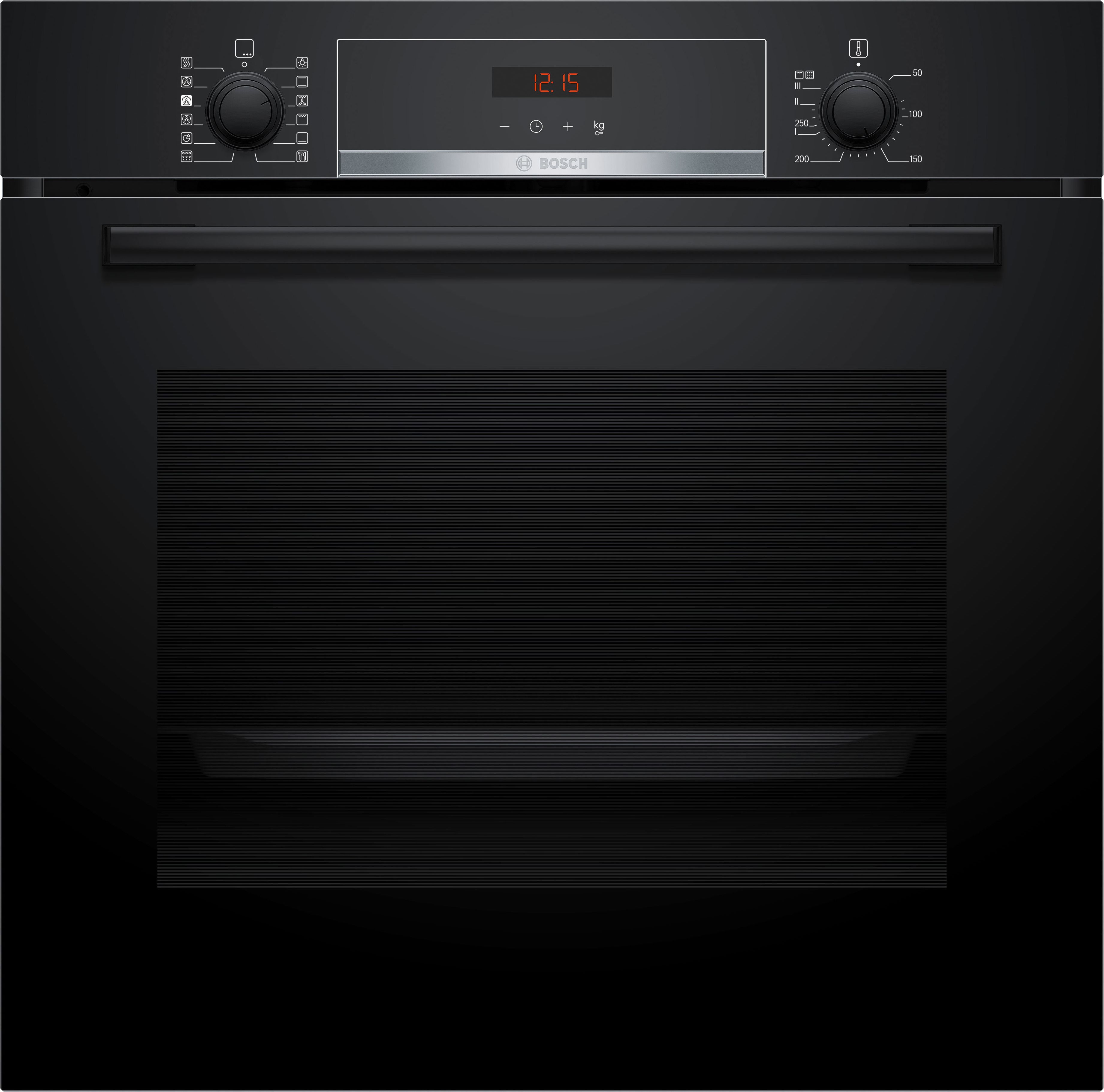 Bosch HQA574BB3B Built-In Electric Single Oven - Black - 71L - Pyrolytic Cleaning