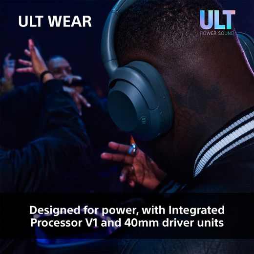 Sony WHULT900 Wireless Noise Cancelling Over-Ear Headphones - White - annotation - design for power