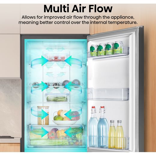 Hisense RB327N4ABD 182cm High No Frost Fridge Freezer - Black / Stainless Steel - Annotation - Multi Air flow shot