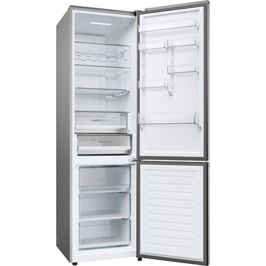Haier Total No Frost Fridge Freezer - Silver - Left perspective with door open shot