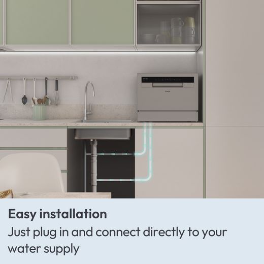 Candy RapidÓ Table Top Dishwasher - Anthracite - Annotation - Easy install shot