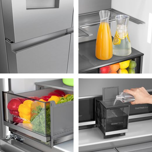 Hisense PureFlex American Fridge Freezer - Stainless Steel - Close up detail shot