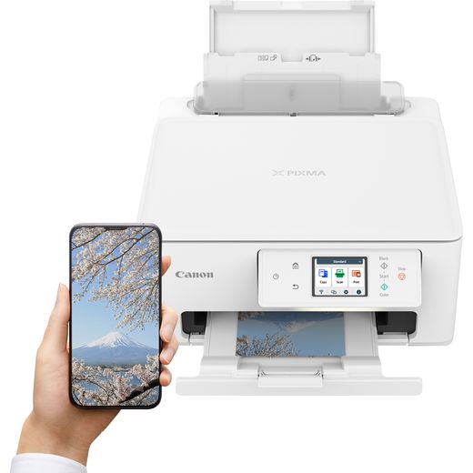 Canon PIXMA TS7650i Printer - White - Person using phone shot 