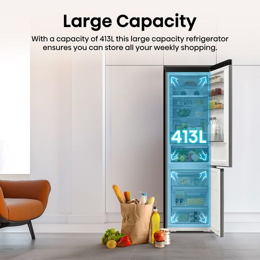 Hisense RB5P410SACCUK 203cm High No Frost Fridge Freezer - Stainless Steel - Annotation - large capacity shot