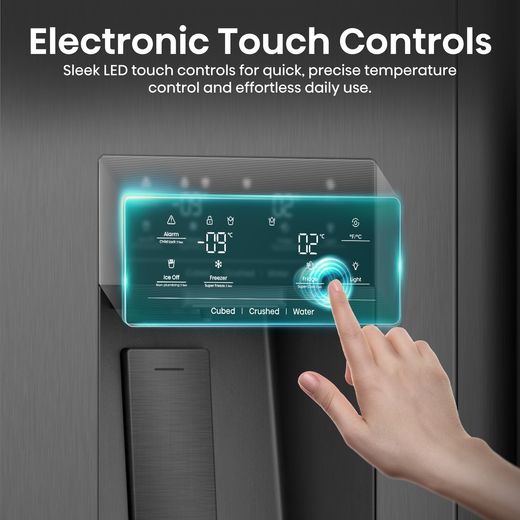 Hisense American Fridge Freezer - Black Stainless Steel - Annotation - Electronic touch controls