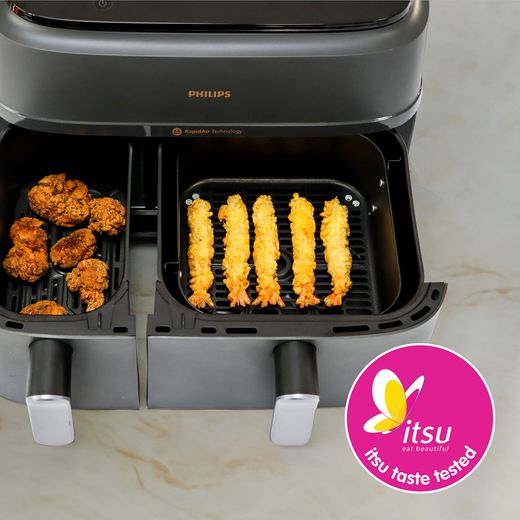 Philips 3000 Series Dual Basket NA351/00 Air Fryer - Black / Silver - Annotation - Itsu taste great shot