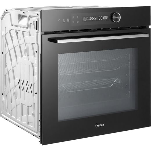 Midea Xpress Fry MBO7NM30E4-BK Wifi Connected Built In Electric Single Oven - Black - right perspective shot 